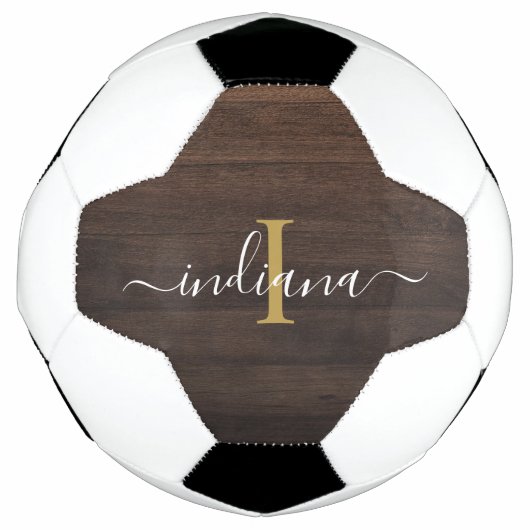 Monogram Script Name Initial Girl Custom Rustic Fußball (Vorderseite)