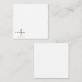 Monogram Script Name Initial Gold Gray Modern Mitteilungskarte (Vorne/Hinten)