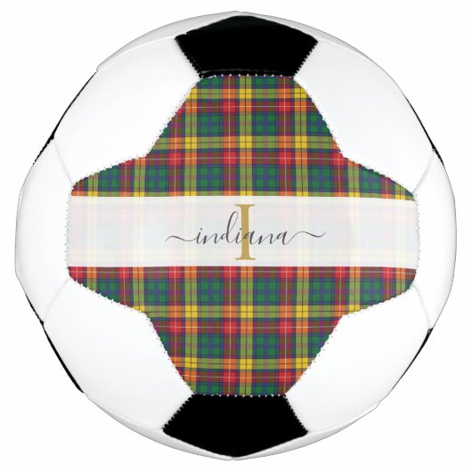 Monogram Script Name Kariert Clan Buchanan Tartan Fußball (Vorderseite)