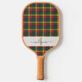 Monogram Script Name Kariert Clan Buchanan Tartan Pickleball Schläger (Rückseite)