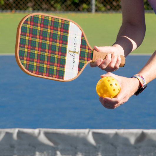 Monogram Script Name Kariert Clan Buchanan Tartan Pickleball Schläger (InSitu)