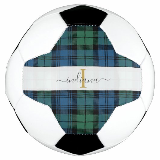 Monogram Script Name Kariert Clan Campbell Tartan Fußball (Vorderseite)