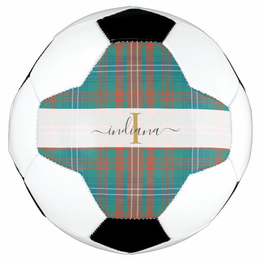 Monogram Script Name Kariert Clan Wilson Tartan Fußball (Vorderseite)
