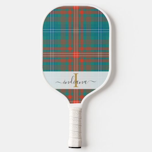 Monogram Script Name Kariert Clan Wilson Tartan Pickleball Schläger (Rückseite)