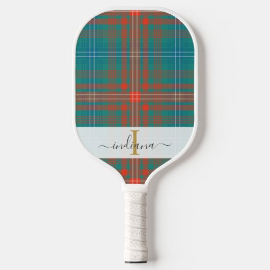 Monogram Script Name Kariert Clan Wilson Tartan Pickleball Schläger (Vorderseite)