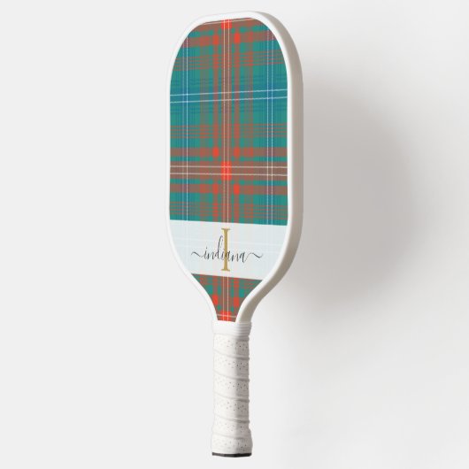 Monogram Script Name Kariert Clan Wilson Tartan Pickleball Schläger (Links)