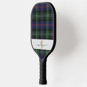 Monogram Script Name Kariert Green Lila Tartan Pickleball Schläger (Links)