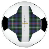Monogram Script Name Kariert Lila Green Tartan Fußball (Gedreht)