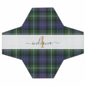 Monogram Script Name Kariert Lila Green Tartan Fußball (Flach)