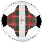 Monogram Script Name Kariert Red Green Tartan Fußball (Gedreht)