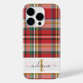 Monogram Script Name Kariert Red Pattern Rustic Case-Mate iPhone Hülle (Rückseite)