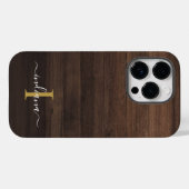 Monogram Script Name Rustic Printed Wood Case-Mate iPhone Hülle (Rückseite (Horizontal))
