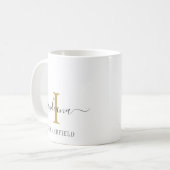 Monogram Script Name Stilistisch Gold Gray Minimal Kaffeetasse (Vorderseite Links)