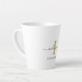 Monogram Script Name Stilistisch Gold Gray Minimal Milchtasse (Linke Ecke)