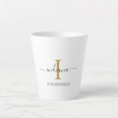 Monogram Script Name Stilistisch Gold Gray Minimal Milchtasse (Vorderseite)