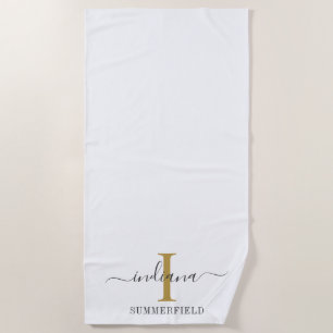 Monogram Script Name Stilistisch Minimalistisch Go Strandtuch