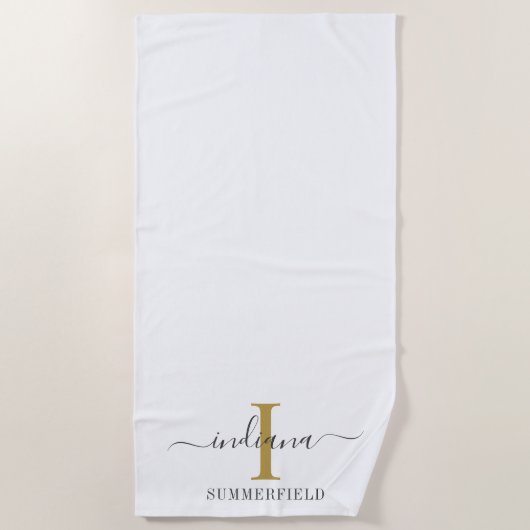 Monogram Script Name Stilistisch Minimalistisch Go Strandtuch (Vorderseite)