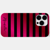 Monogram Script Name Stripes Pink und Black Case-Mate iPhone Hülle (Rückseite (Horizontal))