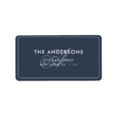 Monogram Script Navy Blue Rücksendeadresse Adressaufkleber (Vorne)