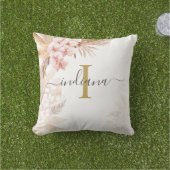 Monogram Script Pampas Grass Name Terracotta Kissen (Golfball-Marker)