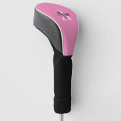 Monogram Script Pink Driver Golf Head Cover Headcover (angewinkelt)