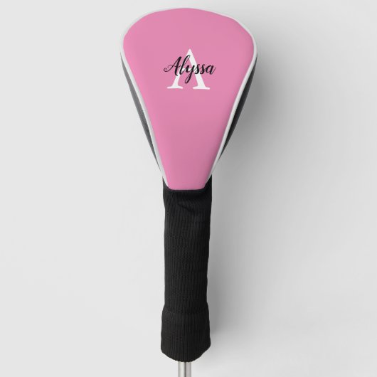 Monogram Script Pink Driver Golf Head Cover Headcover (Vorderseite)
