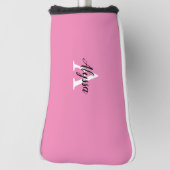 Monogram Script Pink Putter Golf Head Cover Headcover (Rotieren 90)