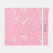 Monogram Script Pink White Gray Marble Trendy Fleecedecke (Vorderseite (Horizontal))