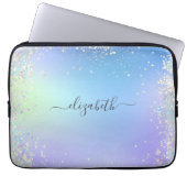 Monogram Script Rainbow Glitzern Blue Lila Laptopschutzhülle (Vorderseite)