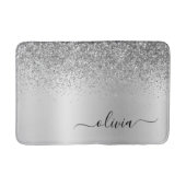 Monogram Script Silver Black Glitzer Girenname Badematte (Vorderseite)