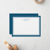Monogram Script Two Border Elegant Einfach Aquamar Mitteilungskarte (Vorderseite/Rückseite Beispiel)