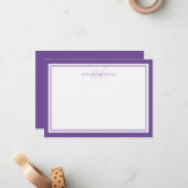 Monogram Script Two Border Elegant Einfach Lila Mitteilungskarte (Vorderseite/Rückseite Beispiel)