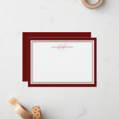 Monogram Script Two Border Elegant Minimalistisch  Mitteilungskarte (Vorderseite/Rückseite Beispiel)