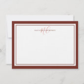 Monogram Script Two Border Elegant Simple Brown Mitteilungskarte (Vorderseite)