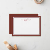 Monogram Script Two Border Elegant Simple Brown Mitteilungskarte (Vorderseite/Rückseite Beispiel)