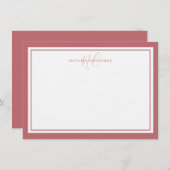 Monogram Script Two Border Elegante Pastellpink Mitteilungskarte (Vorne/Hinten)