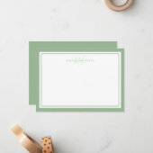 Monogram Script Two Border Minimalistisch Sage Gre Mitteilungskarte (Vorderseite/Rückseite Beispiel)