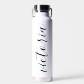 Monogram Script Water Bottles | weiß und rosa Trinkflasche (Vorne)
