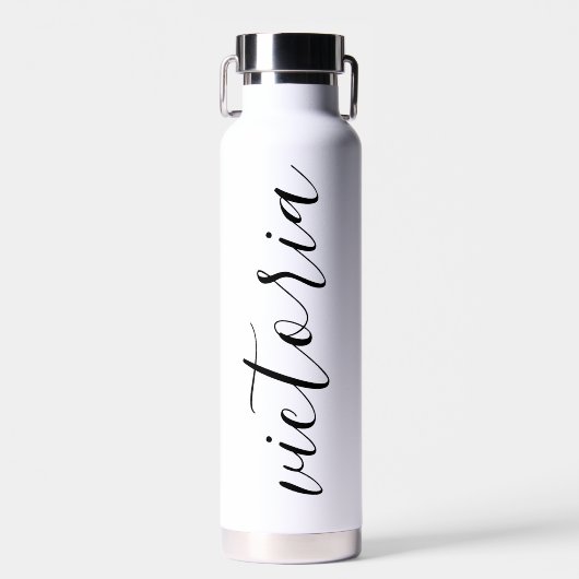 Monogram Script Water Bottles | weiß und rosa Trinkflasche (Vorne)