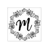 Monogram Script Wreath Calligraphy Wood Art Briefm Gummistempel (Prägung)