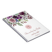 Monogram Scripting Burgundy Aquarell Floral Notizblock (Rechte Seite)