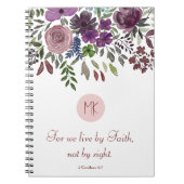 Monogram Scripting Burgundy Aquarell Floral Notizblock (Vorderseite)
