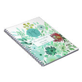 Monogram Scripture Aqua Green Watercolor Floral Notizblock (Rechte Seite)