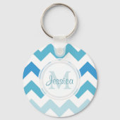 Monogram Sea Blue Zickzack Schlüsselanhänger (Vorderseite)