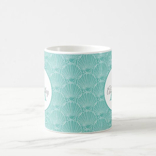 Monogram Sea Muschel Skelett Pattern Beach House Kaffeetasse (Mittel)