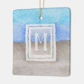 Monogram Sea & Sand Blue und Tan Keramikornament (Links)