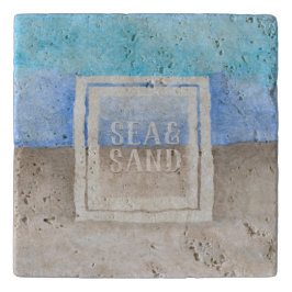 Monogram Sea & Sand Blue und Tan Töpfeuntersetzer