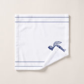 Monogram Sea Turtle Navy Blue White and Nautic Badhandtuch Set (Waschlappen)