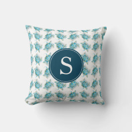 Monogram Sea Turtle Pattern Blue Kissen