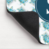 Monogram Sea Turtle Pattern Türkis Blau Mousepad (Ecke)